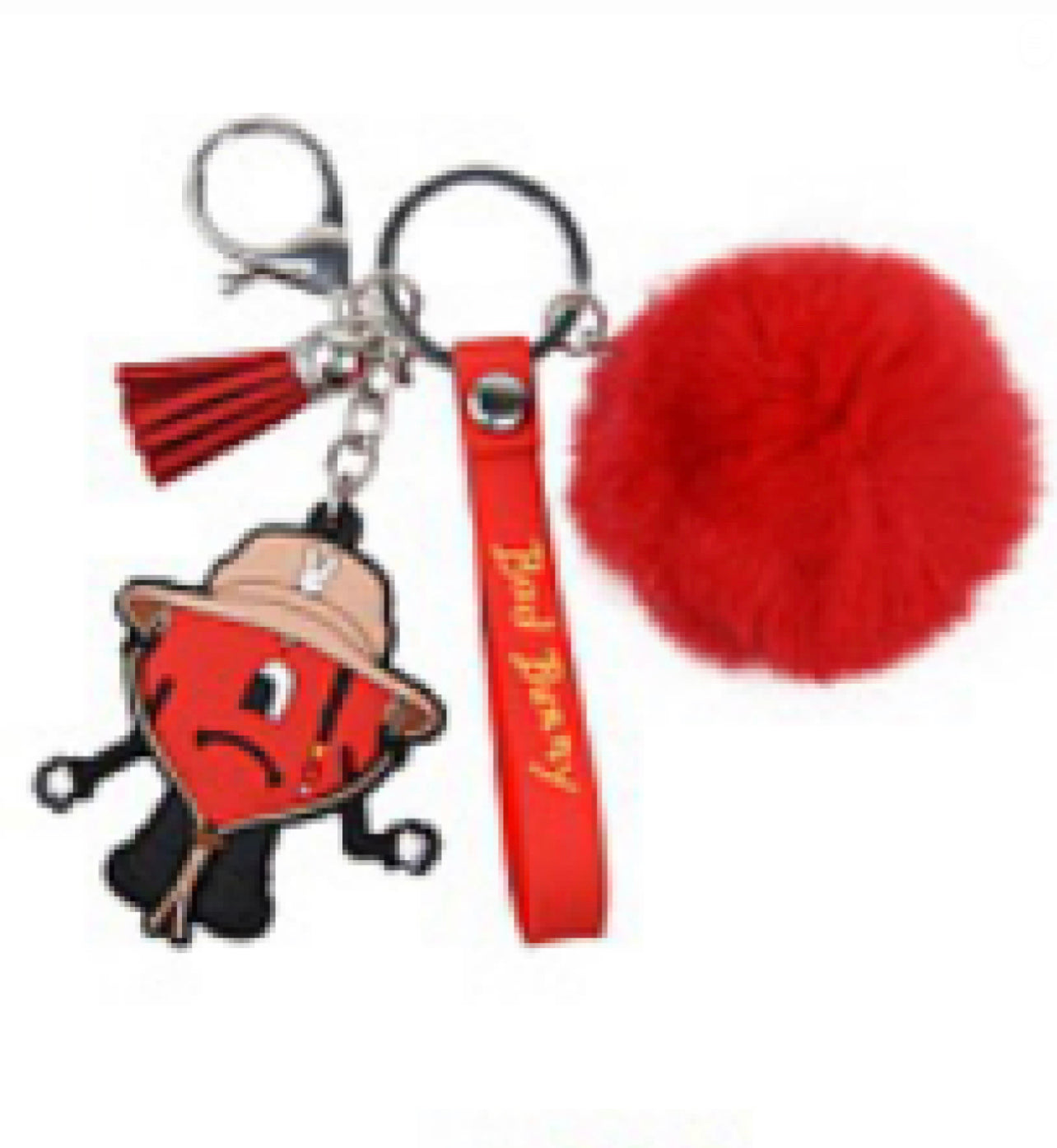 Bad Bunny Bucket Hat Pompom Keychain #11