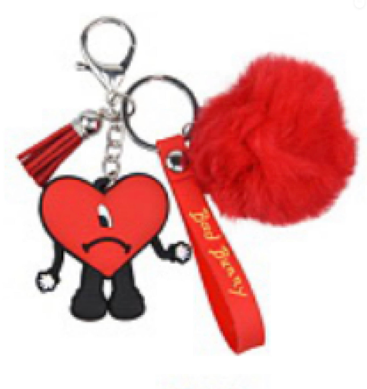 Bad Bunny Heart Pompom Keychain #8